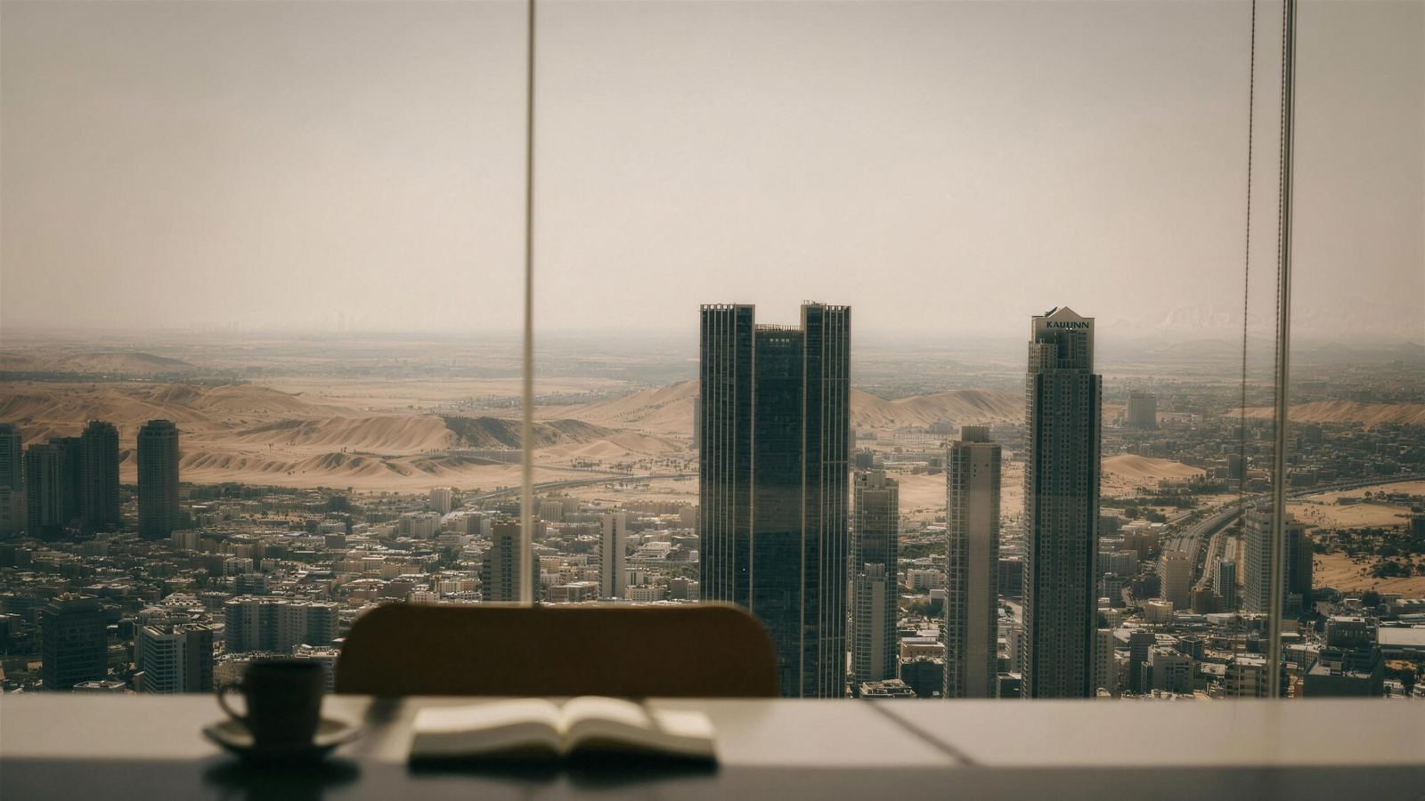 Riyadh towers against the desert escarpment